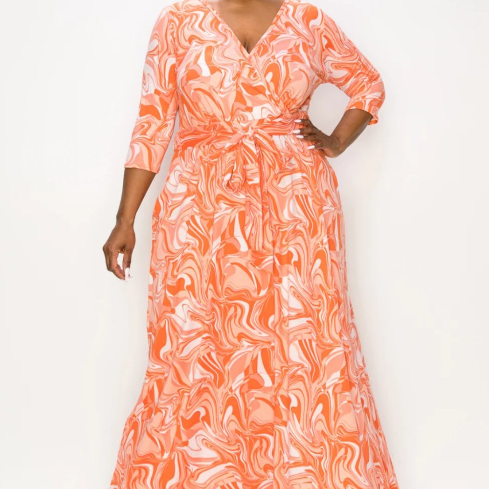 NWOT 3X LIVD Hayden Marble Wrap Dress - Picture 1 of 4